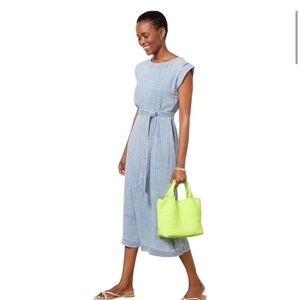 Faherty Women’s XS Dream Cotton Costa Midi Dress in Light Indigo Wash - NWT!